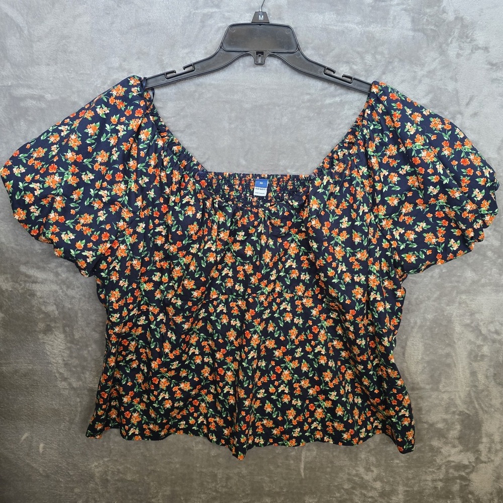 Old Navy Babydoll Top Women's 3XL Ditsy Floral Smocked Back Peasant Cottagecore